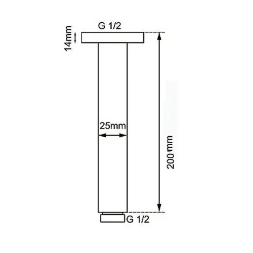 200mm Light Brushed Brass Ceiling Shower Arm
