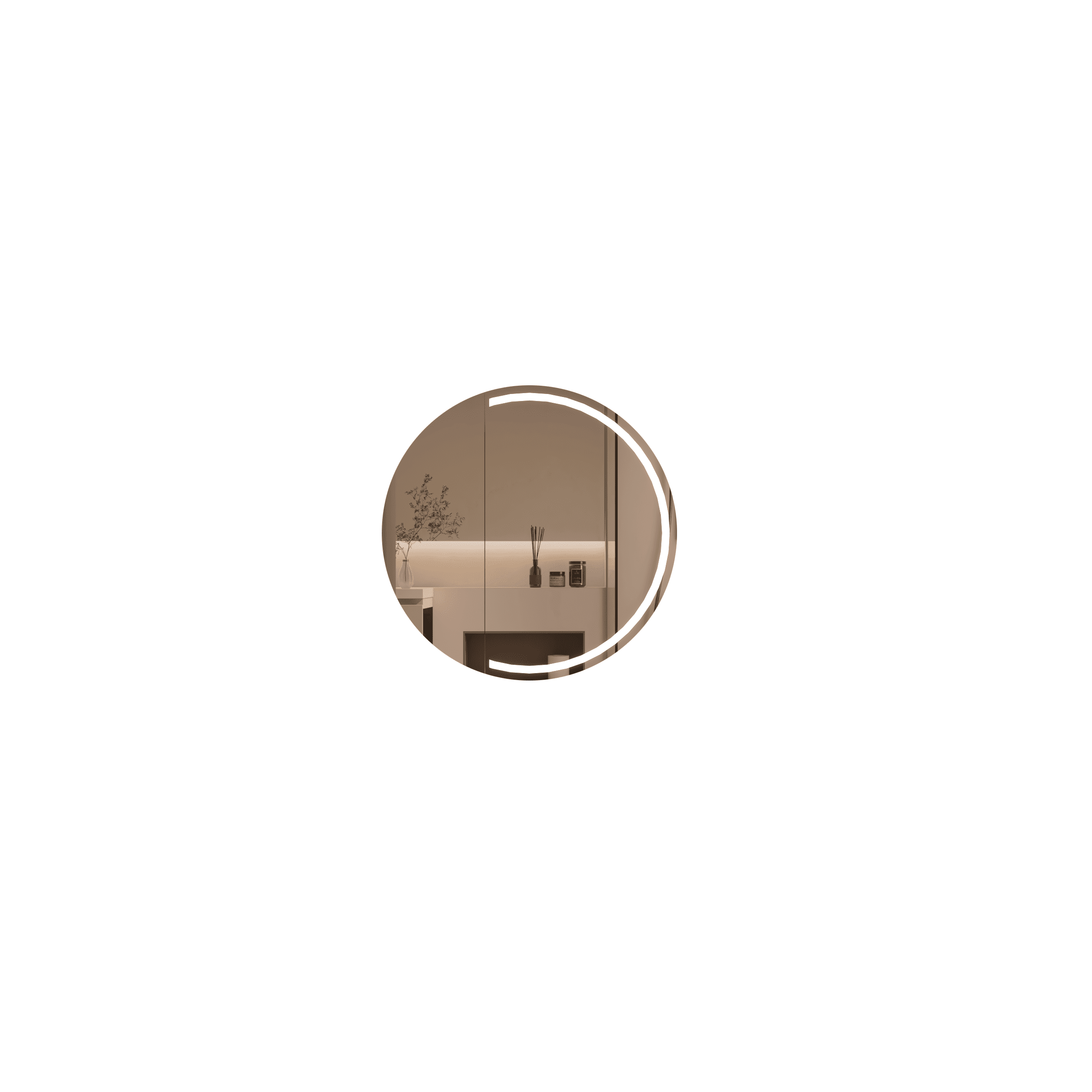 CARYSIL Orbit Series Round 800x800mm Matte White LED Shaving Cabinet
