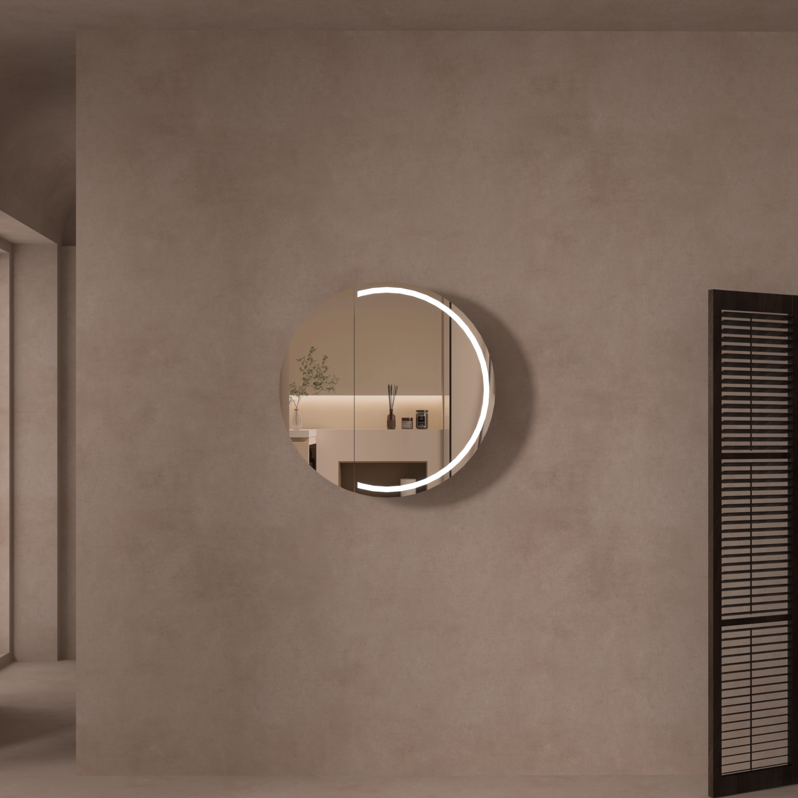 CARYSIL Orbit Series Round 800x800mm Matte White LED Shaving Cabinet