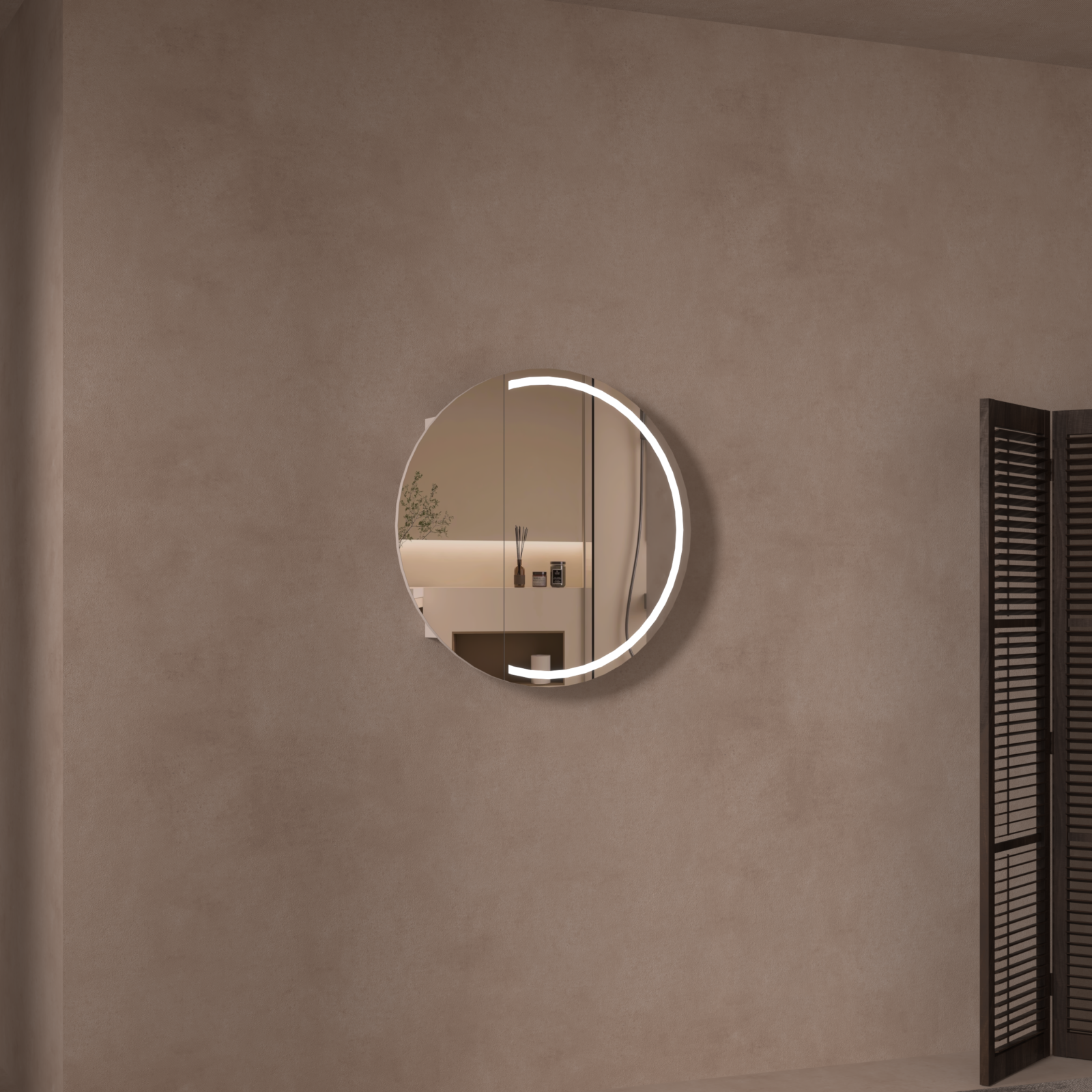 CARYSIL Orbit Series Round 800x800mm Matte White LED Shaving Cabinet