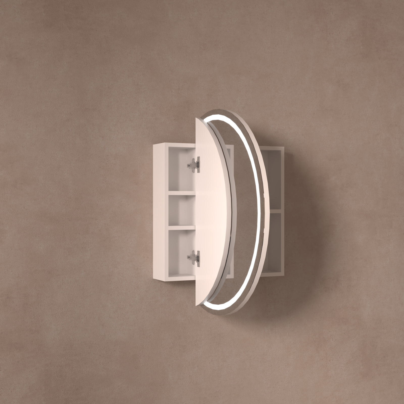 CARYSIL Orbit Series Round 800x800mm Matte White LED Shaving Cabinet