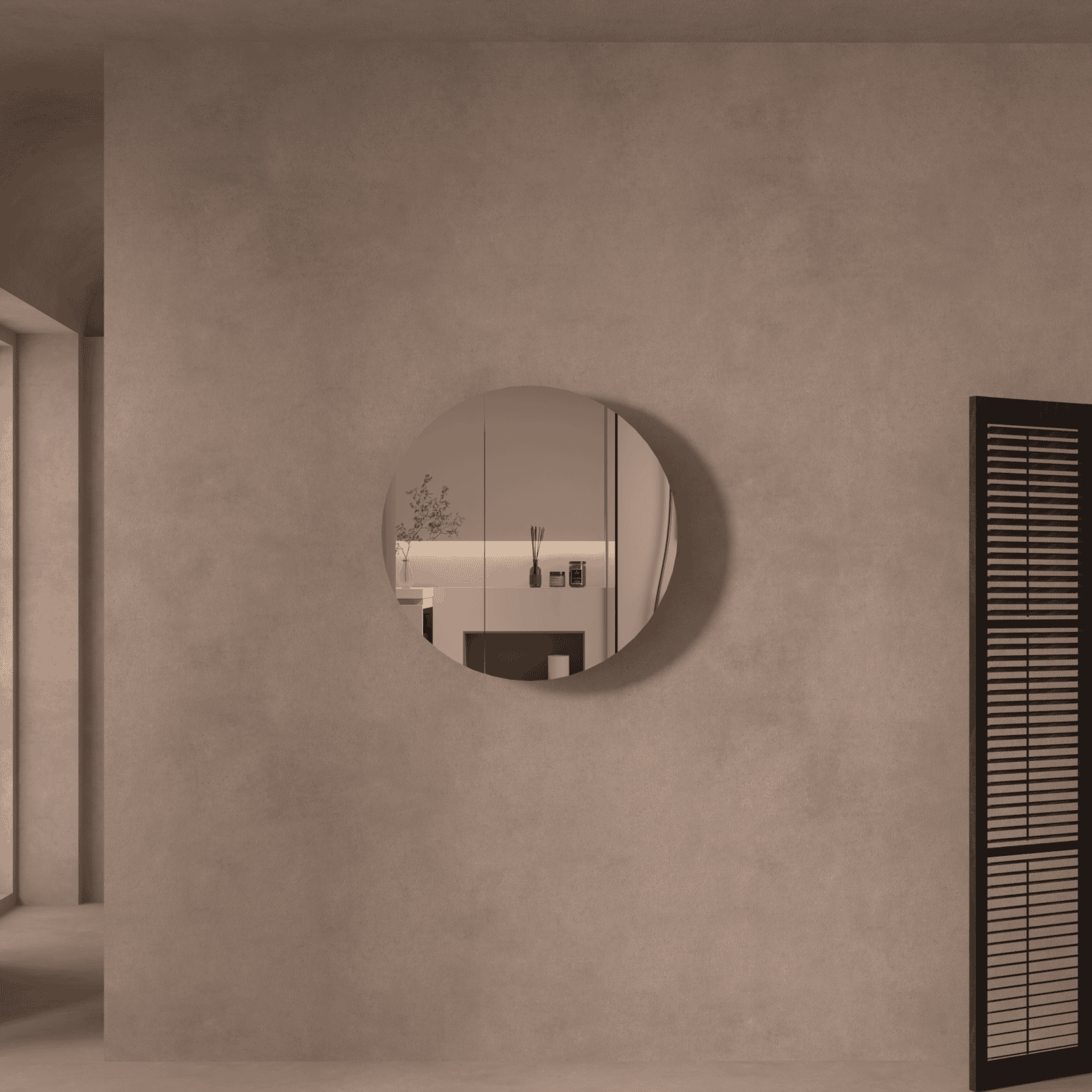 CARYSIL Orbit Series Round 800x800mm Walnut Shaving Cabinet