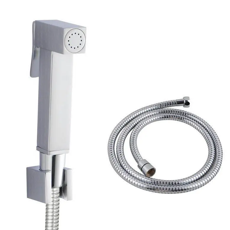Square Chrome Toilet Bidet Spray Kit with 1.2m PVC Hose