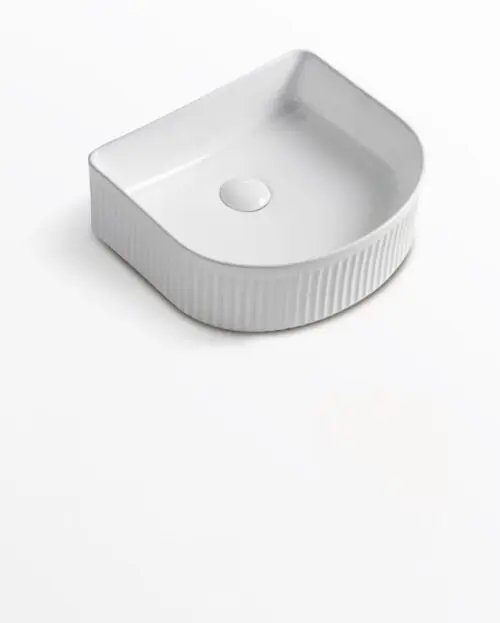 400 x 350 x 130 mm Arch Gloss White Fluted Above Counter Ceramic Basin