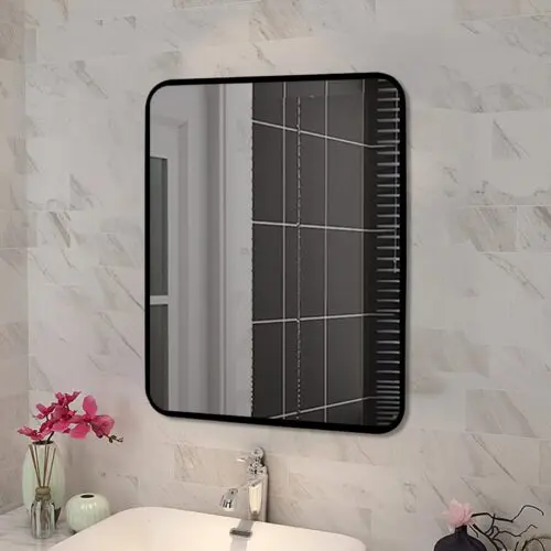 500*650*40mm Square Black Aluminium Wall Mirror