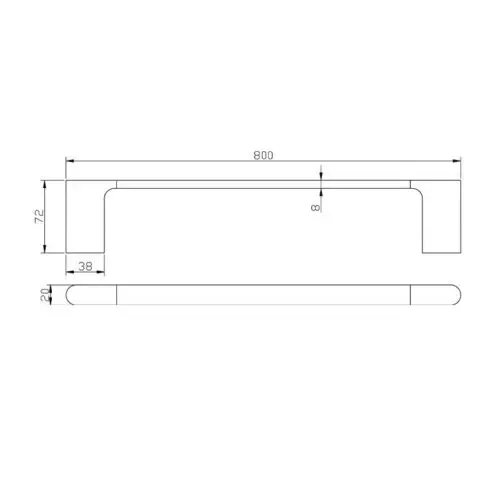 VOG- 800mm Light Brushed Brass Single Towel Rail