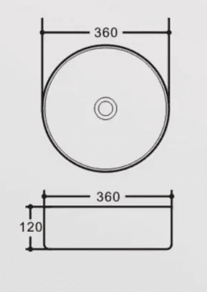 360x360x120mm Matte White Above Counter Ceramic Basin