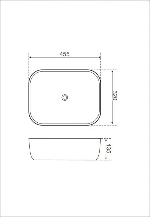 455x320x135mm Gloss White Above Counter Ceramic Basin