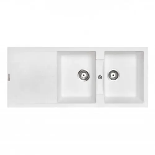 1160 x 500 x 210mm Carysil Jazz D200 Double Bowl Drainer Board Granite Kitchen Sink Top/Flush/Under Mount