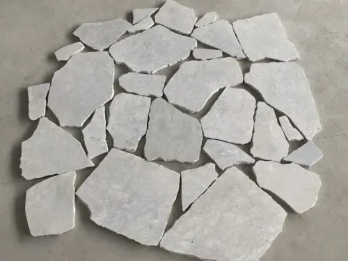 Grey Apricot Marble Crazy Paving Sandblasted Tumbled