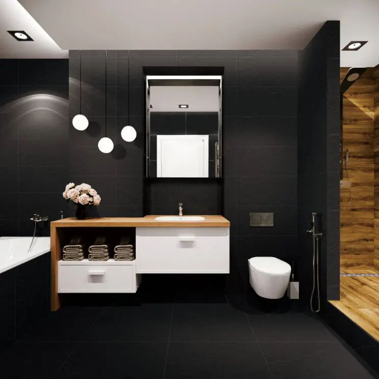 Super Black Slate textured porcelain tile for modern indoor floors and walls