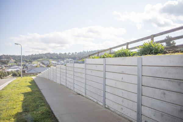 Plain Grey Concrete Sleeper Retaining Walls