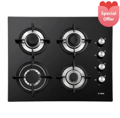 Fotile GLG60409S 600mm 4 Burner Black Glass Cooktop