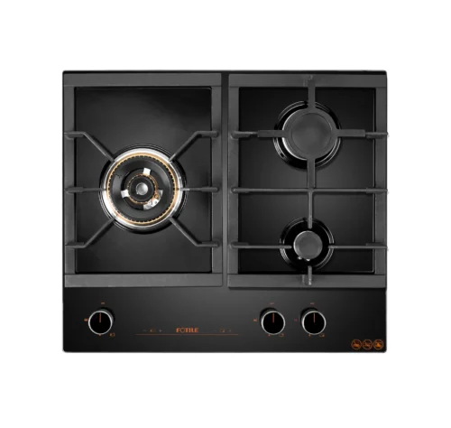 Fotile GLG60305 600mm 3 Burner Black Glass Cooktop