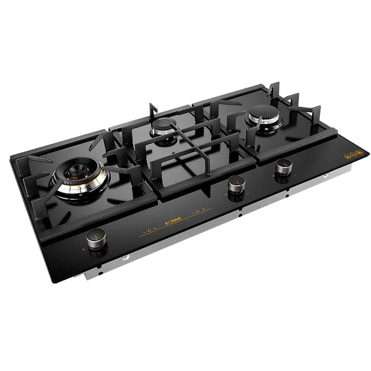 Fotile GLG90305 900mm 3 Burner Black Glass Cooktop