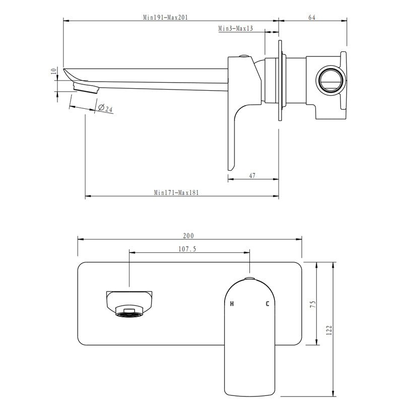 VOG- Brushed Nickel Spout Mixer