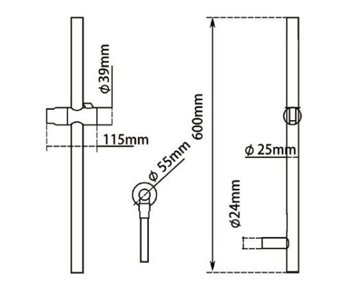Light Brushed Brass Shower Rail with Handheld Shower