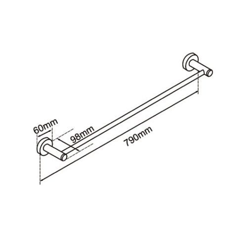 LUCID PIN - 800mm Brushed Copper Cuttable Single Towel Rail