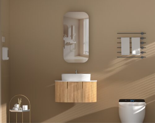 CARYSIL EARLS 450x900mm WALNUT Squircle Shaving Cabinet