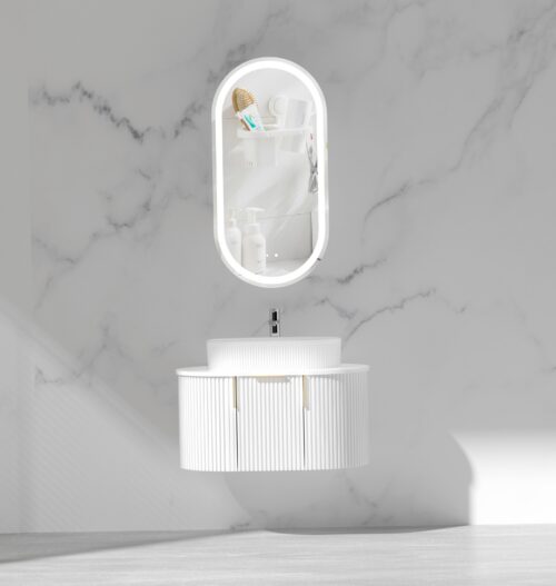 Navona Carysil 750mm Fluted Wall Hung Vanity 750 x 469 x 412mm