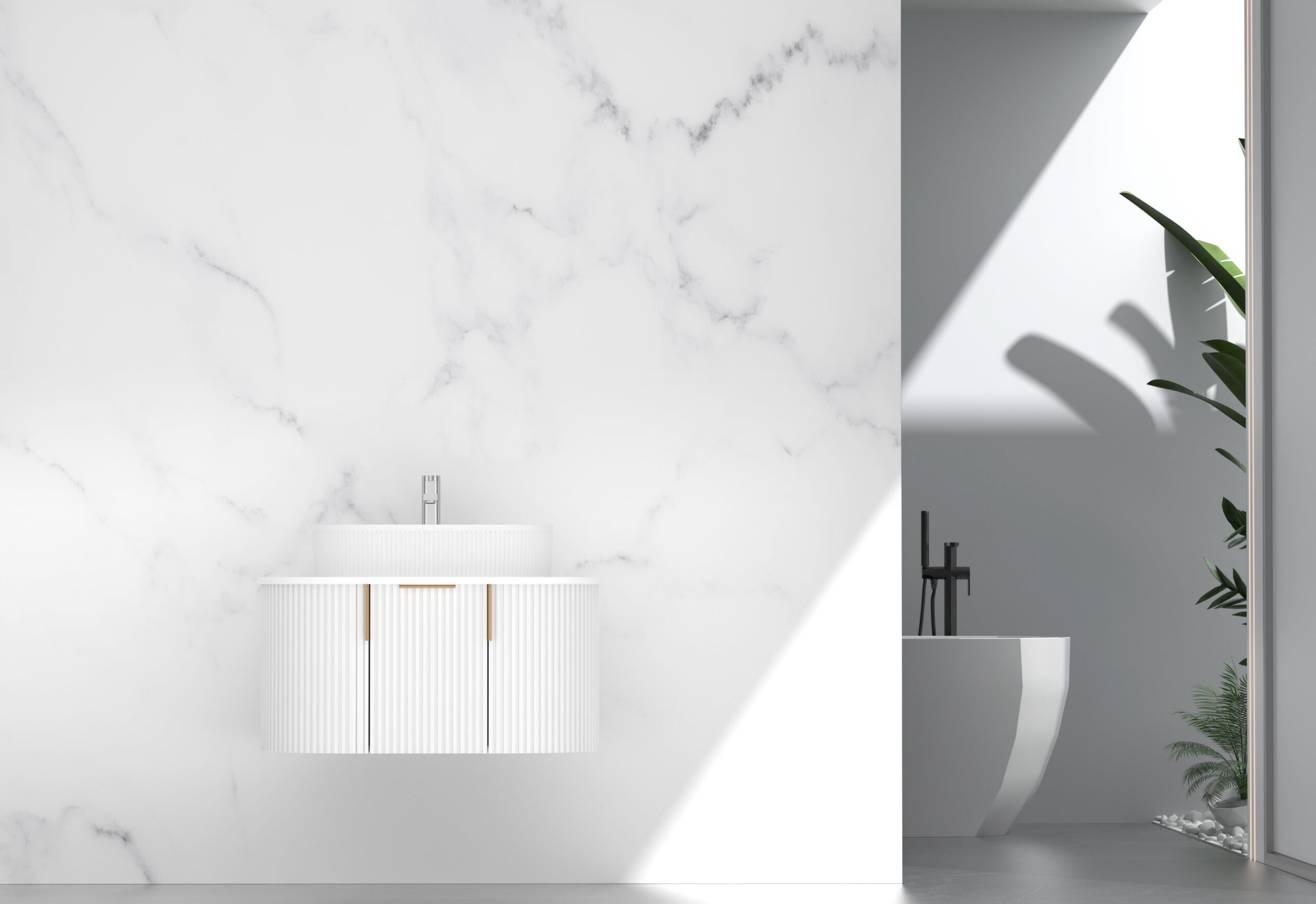 Navona Carysil 750mm Fluted Wall Hung Vanity 750 x 469 x 412mm