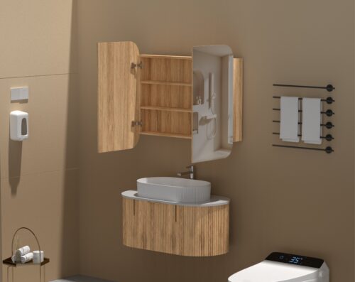 CARYSIL 900x800mm Grand Walnut Shaving Cabinet