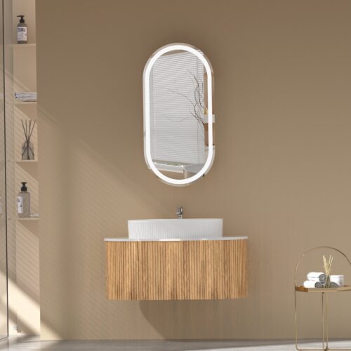 Navona Carysil 900mm Fluted Wall Hung Vanity 900 x 469 x 412mm
