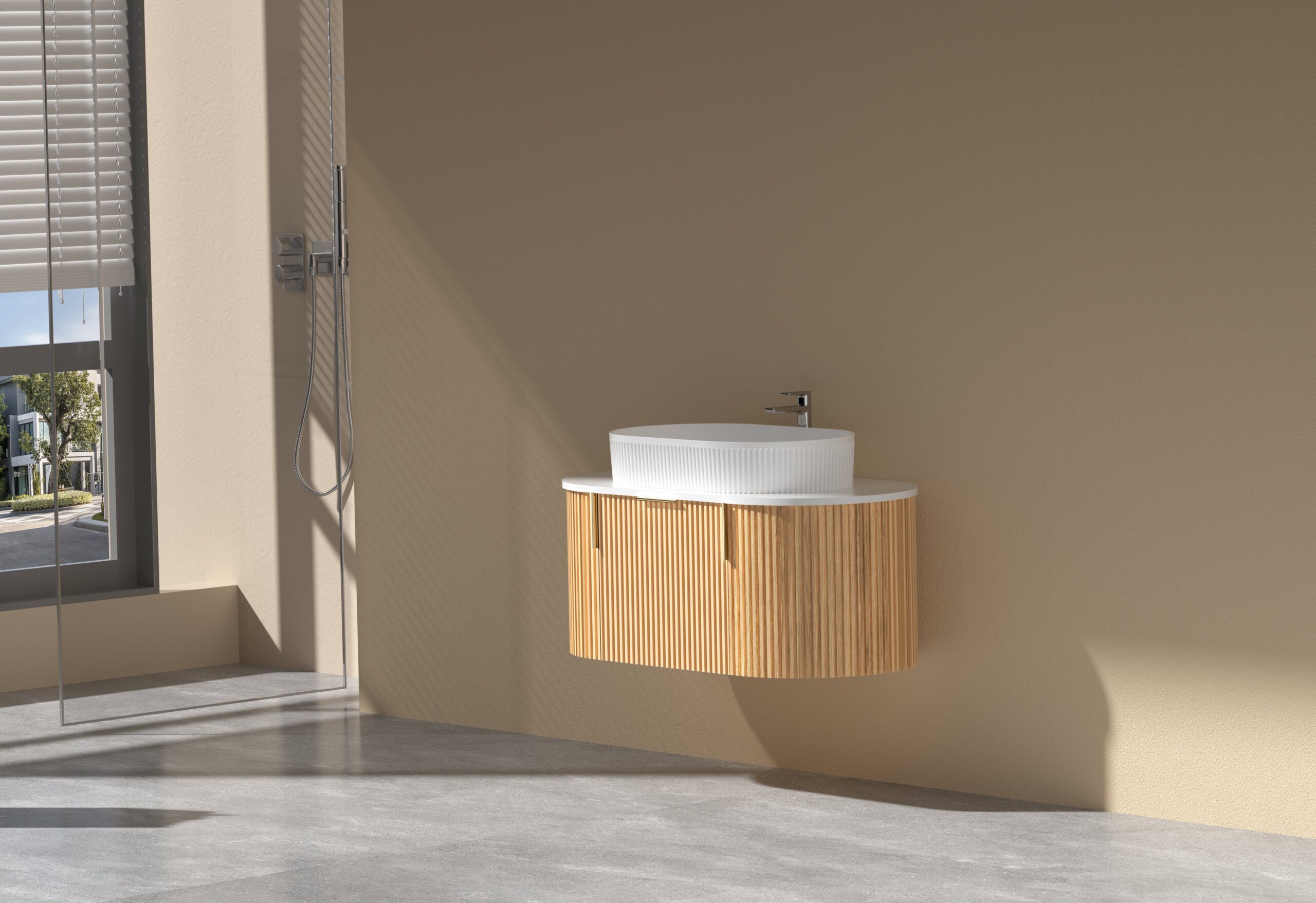 Navona Carysil 900mm Fluted Wall Hung Vanity 900 x 469 x 412mm