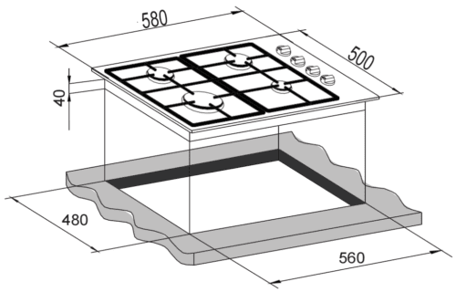 Carysil Built-In Stainless Steel 4 Burner Gas Hob