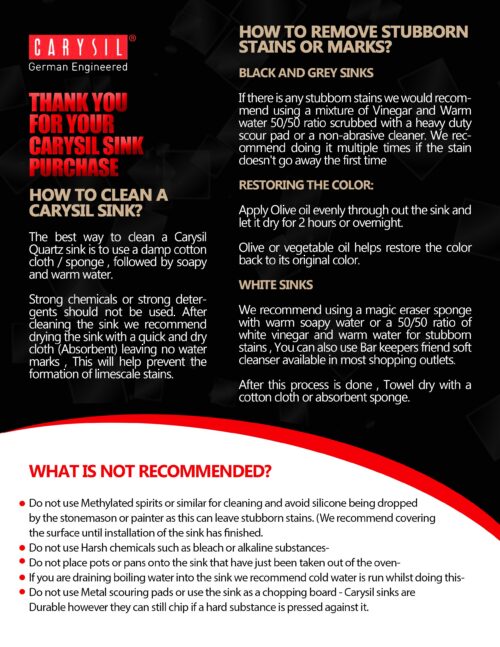 Carysil Care and Maintenance