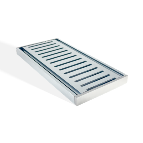 Muses Aluminium Brushed Silver Ezy Flow Floor Grate 300 X 100 X 14 mm