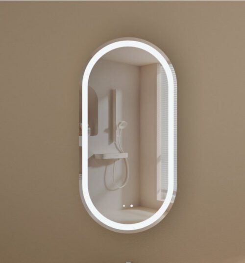 CARYSIL Noble 450x900mm WALNUT Oval LED Shaving Cabinet
