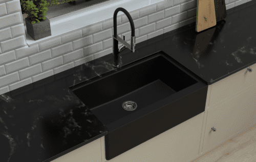 865x540x229mm Black Granite Butler Sink Single Bowl Farmhouse Kitchen Laundry Sink Apron Front