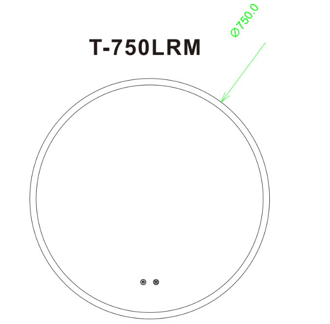 750mm Round 3 Color Lighting Acrylic LED Mirror Touch Sensor Switch Defogger Pad Wall Mounted- Lighting on the rim