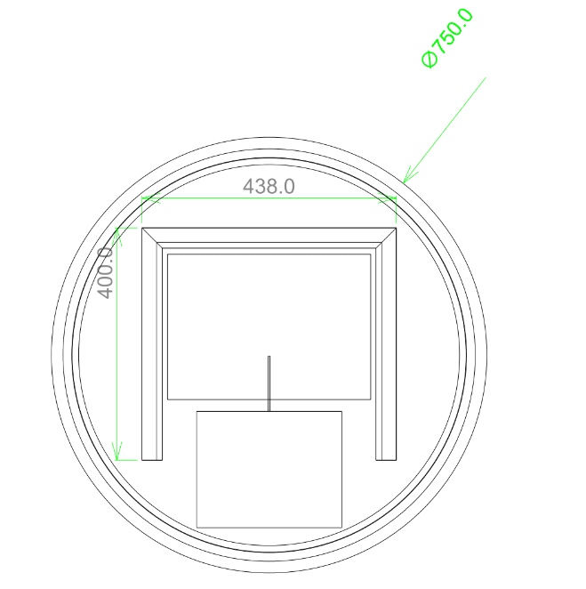 750mm Round 3 Color Lighting Acrylic LED Mirror Touch Sensor Switch Defogger Pad Wall Mounted- Lighting on the rim