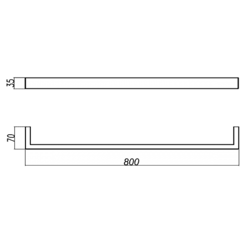 IVANO Series Square Chrome Single Towel Rail 800mm