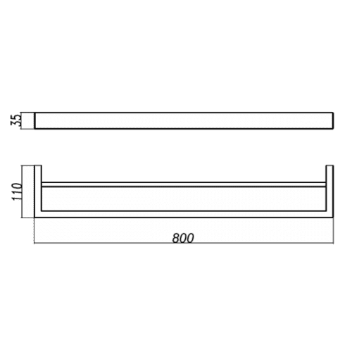 IVANO Series Square Black Double Towel Rail 800mm