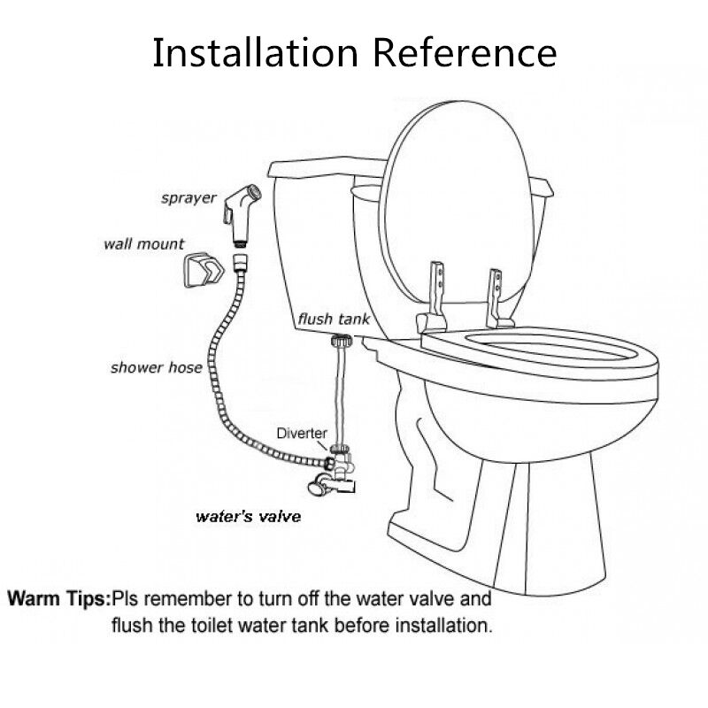 Square Chrome Toilet Bidet Spray Kit with 1.2m PVC Hose