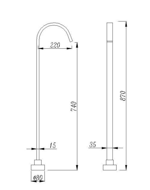 Norico Square Burshed Nickel Stainless Steel Freestanding Bath Spout