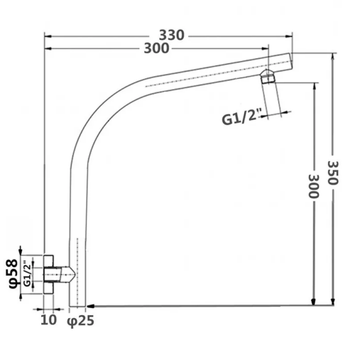 Round Brushed Nickel Goose-neck Wall Mounted Shower Arm