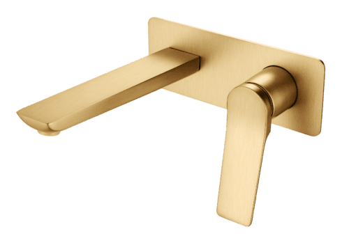 RUSHY Series Square Brushed Yellow Gold Wall Mixer with Spout(color up)(with extension)