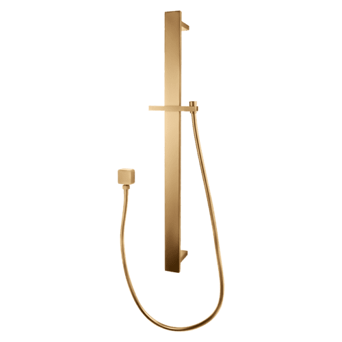 Square Brushed Brass Sliding Shower Rail without handheld Shower (PVC Hose)
