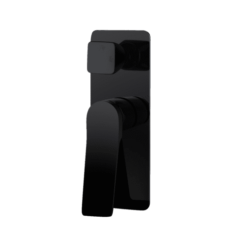 RUSHY Square Black Wall Mixer With Diverter