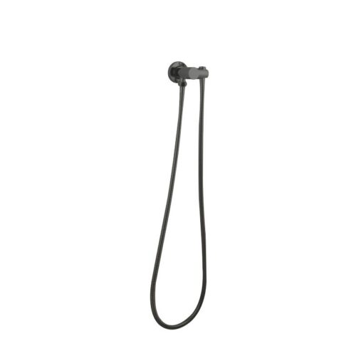 Norico Pentro Gun Metal Grey Round Shower Holder Wall Connector & Hose