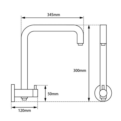 300mm Height Round Chrome Top Water Inlet Shower Rail