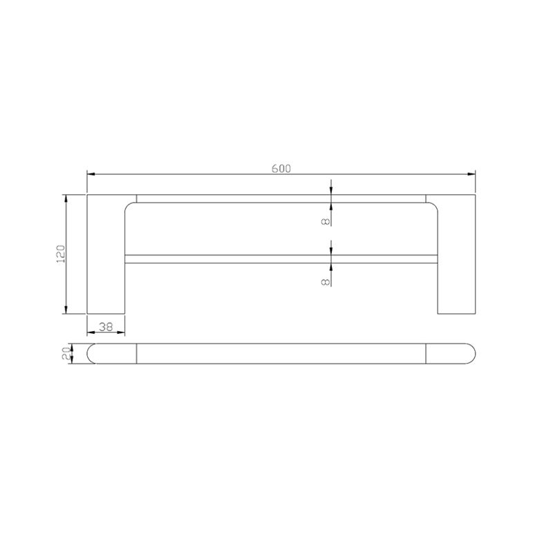 VOG- 600mm Light Brushed Brass Double Towel Rail