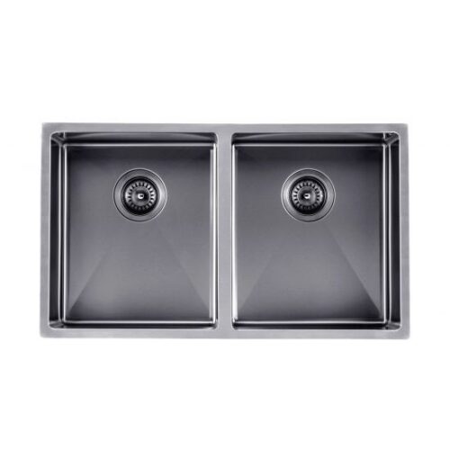 770*450*215mm Gun Metal Grey Hand-made Double Bowl Kitchen Sink