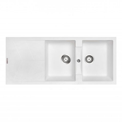 1160 x 500 x 210mm Carysil Jazz D200 Double Bowl Drainer Board Granite Kitchen Sink Top/Flush/Under Mount