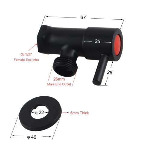 Norico Pentro Matte Black Round Brass Washing Machine Taps Set