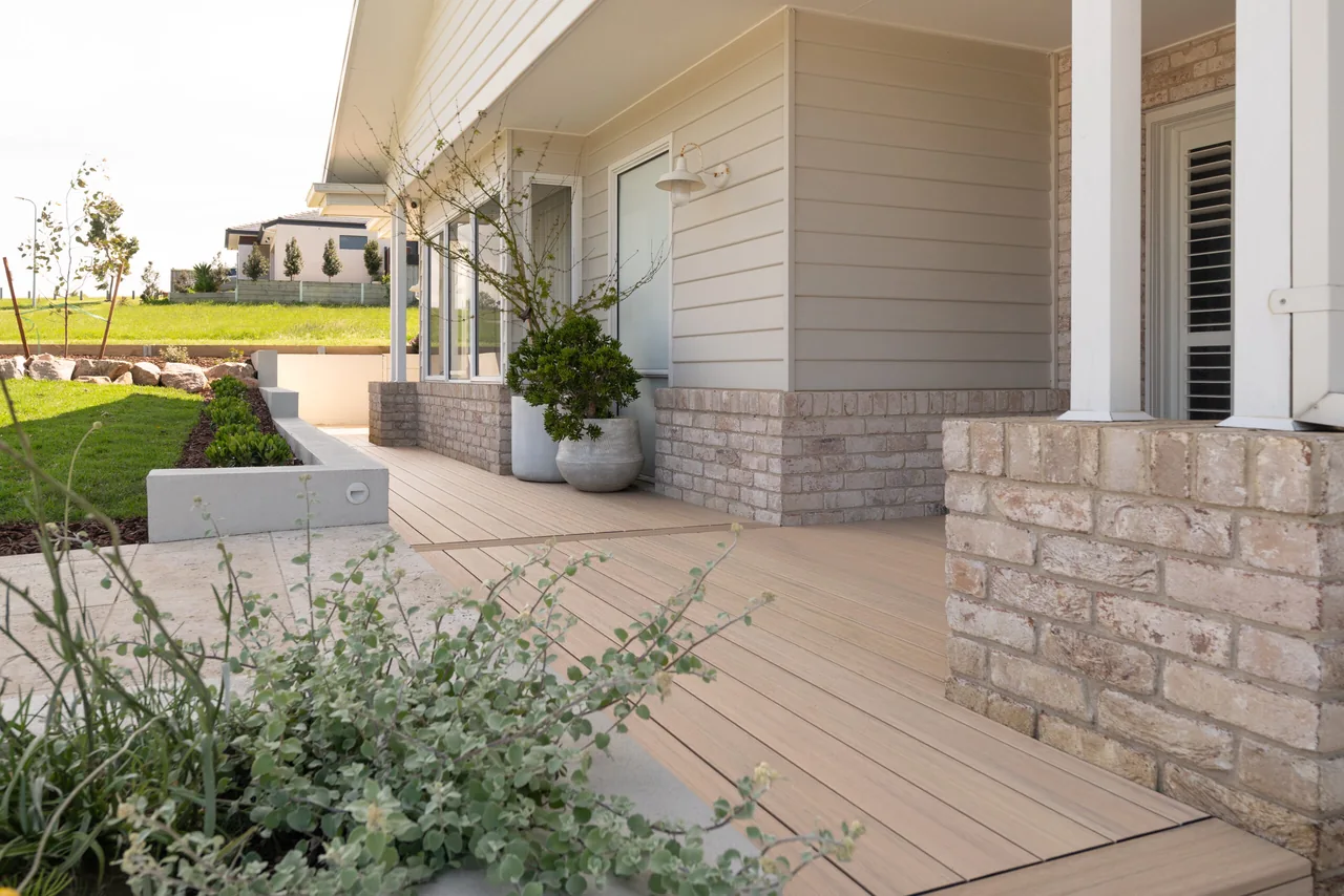 Composite decking used in an Australian home outdoor living area